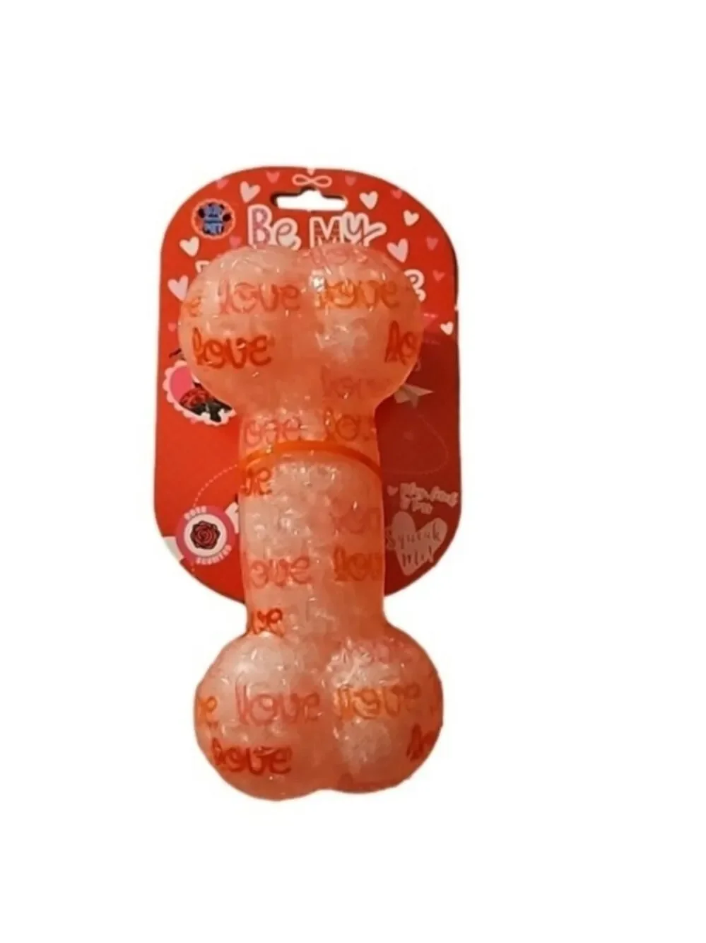 Pink Valentine’s Day Squeaky Dog Bone Toy Rose Scented & Textured Europan Home